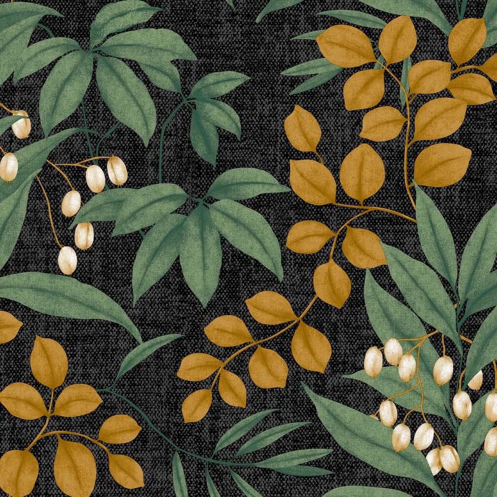 Superfresco Easy Persephone Charcoal & Ochre Wallpaper