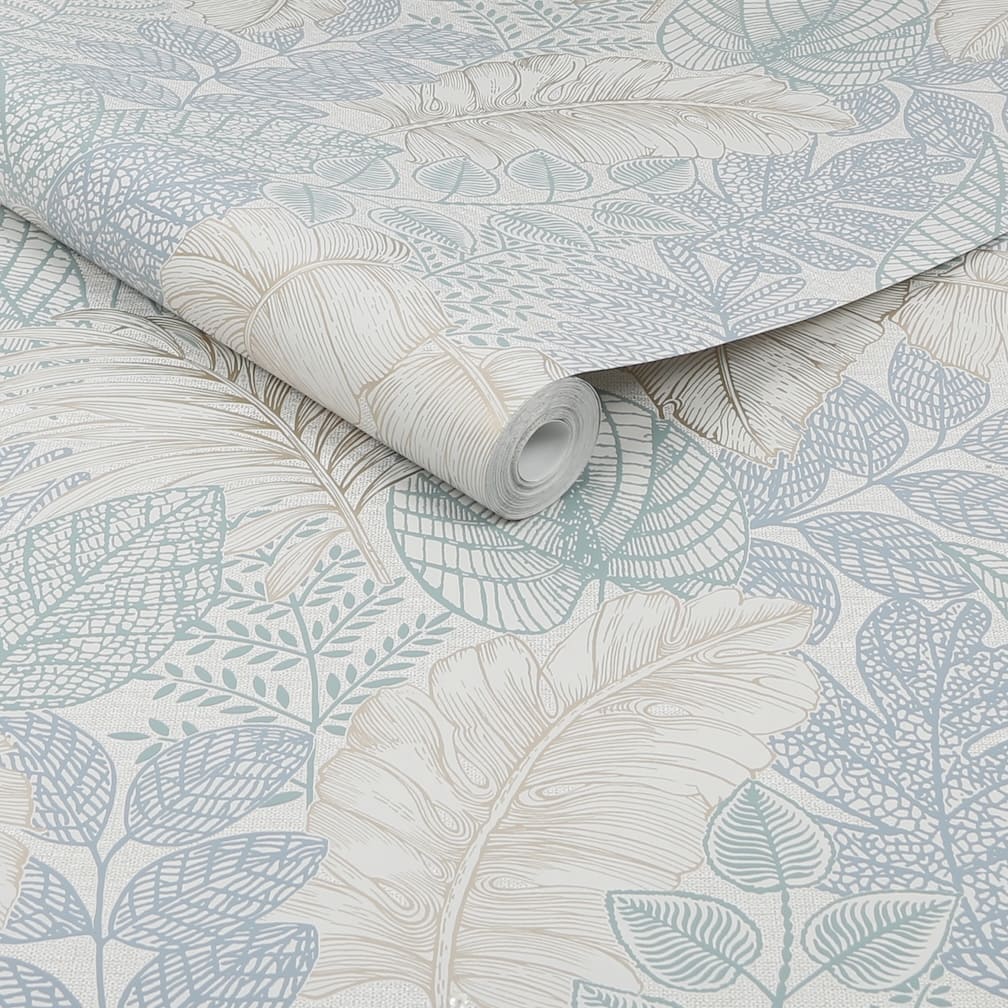 Superfresco Easy Scattered Leaves Duck Egg Wallpaper