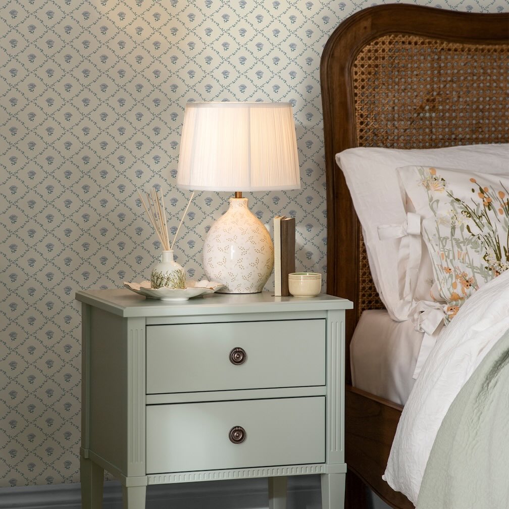 Laura Ashley Kate Pale Seaspray Blue Wallpaper