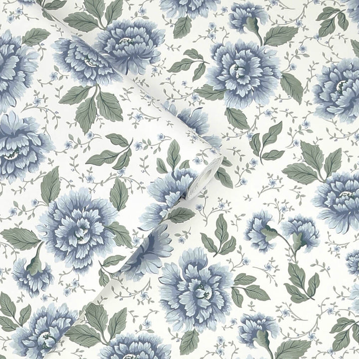 Laura Ashley Pickworth Posy Pale Seaspray Blue Wallpaper