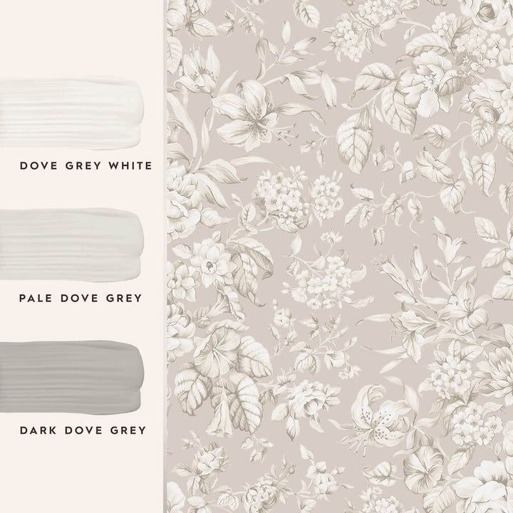 Laura Ashley Hearld Blooms Dove Grey Wallpaper