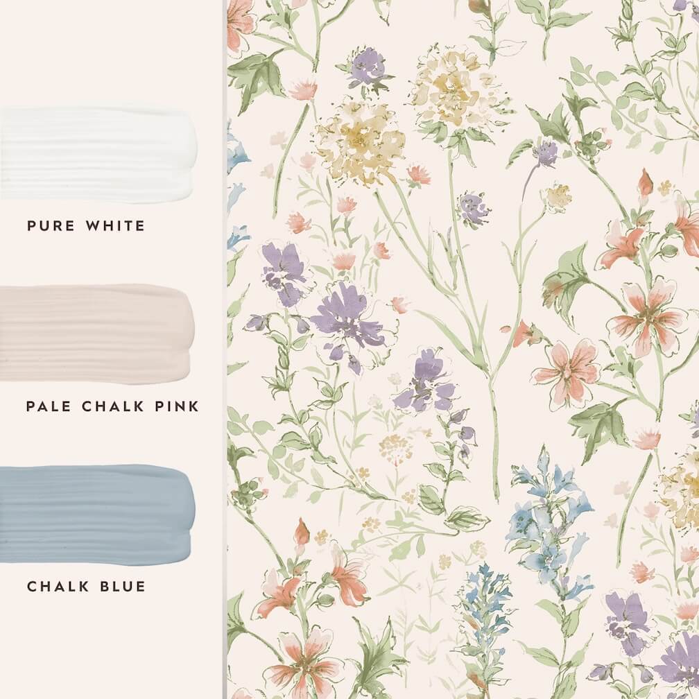 Laura Ashley Wild Meadow Chalk Pink Wallpaper