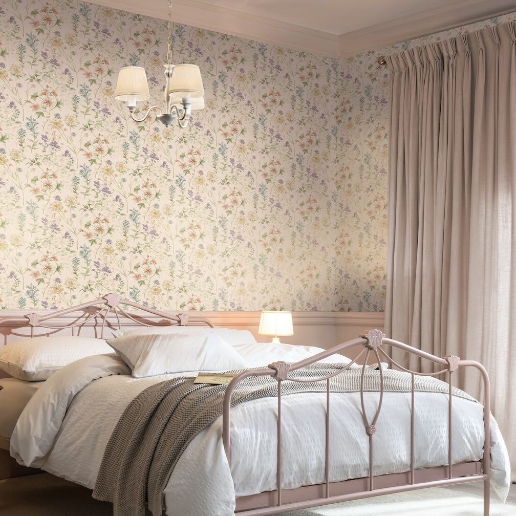Laura Ashley Wild Meadow Chalk Pink Wallpaper