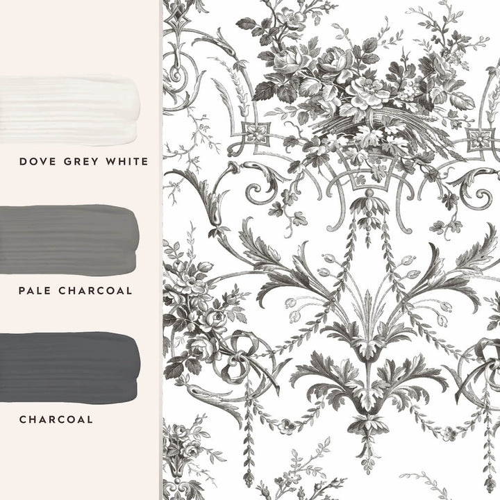 Laura Ashley Tuileries Charcoal Wallpaper