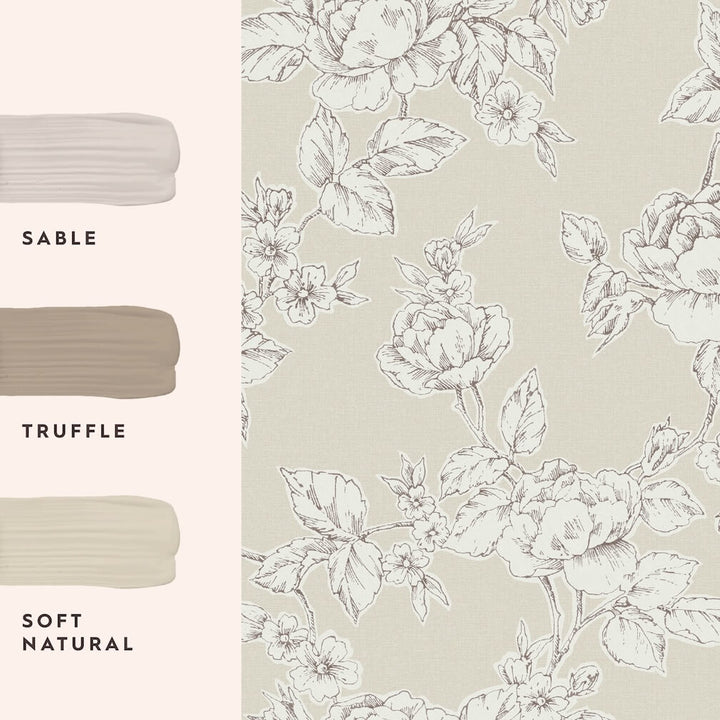 Laura Ashley Pollington Roses Natural Wallpaper