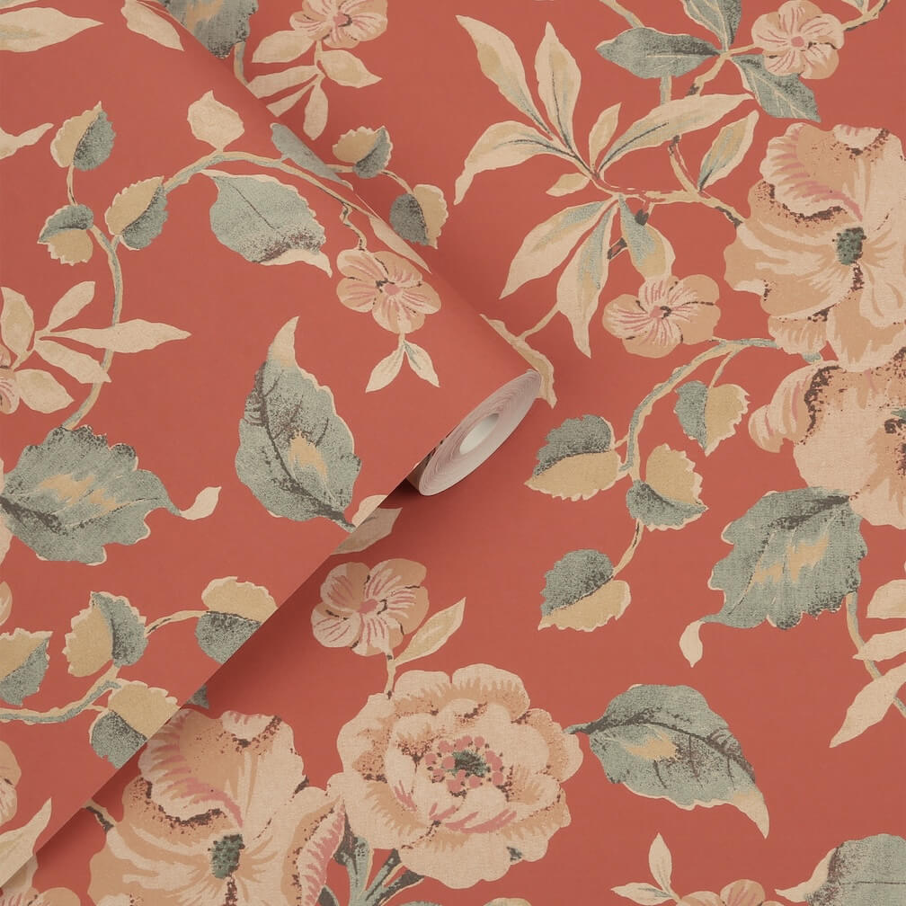 Laura Ashley Aylworth Trail Terracotta Wallpaper