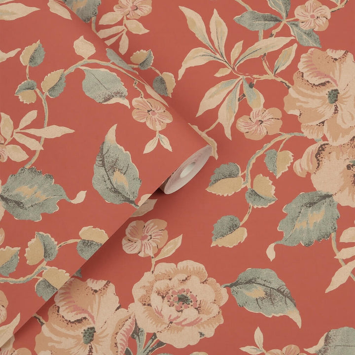 Laura Ashley Aylworth Trail Terracotta Wallpaper