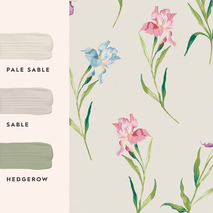 Laura Ashley Hawling Irises Soft Natural Wallpaper