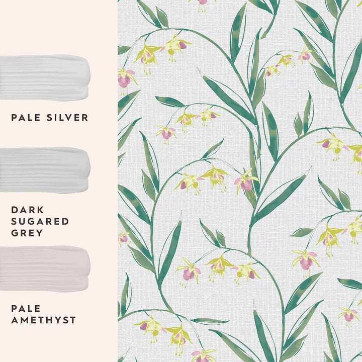 Laura Ashley Fulwell Fushsia Pale Slate Grey Wallpaper