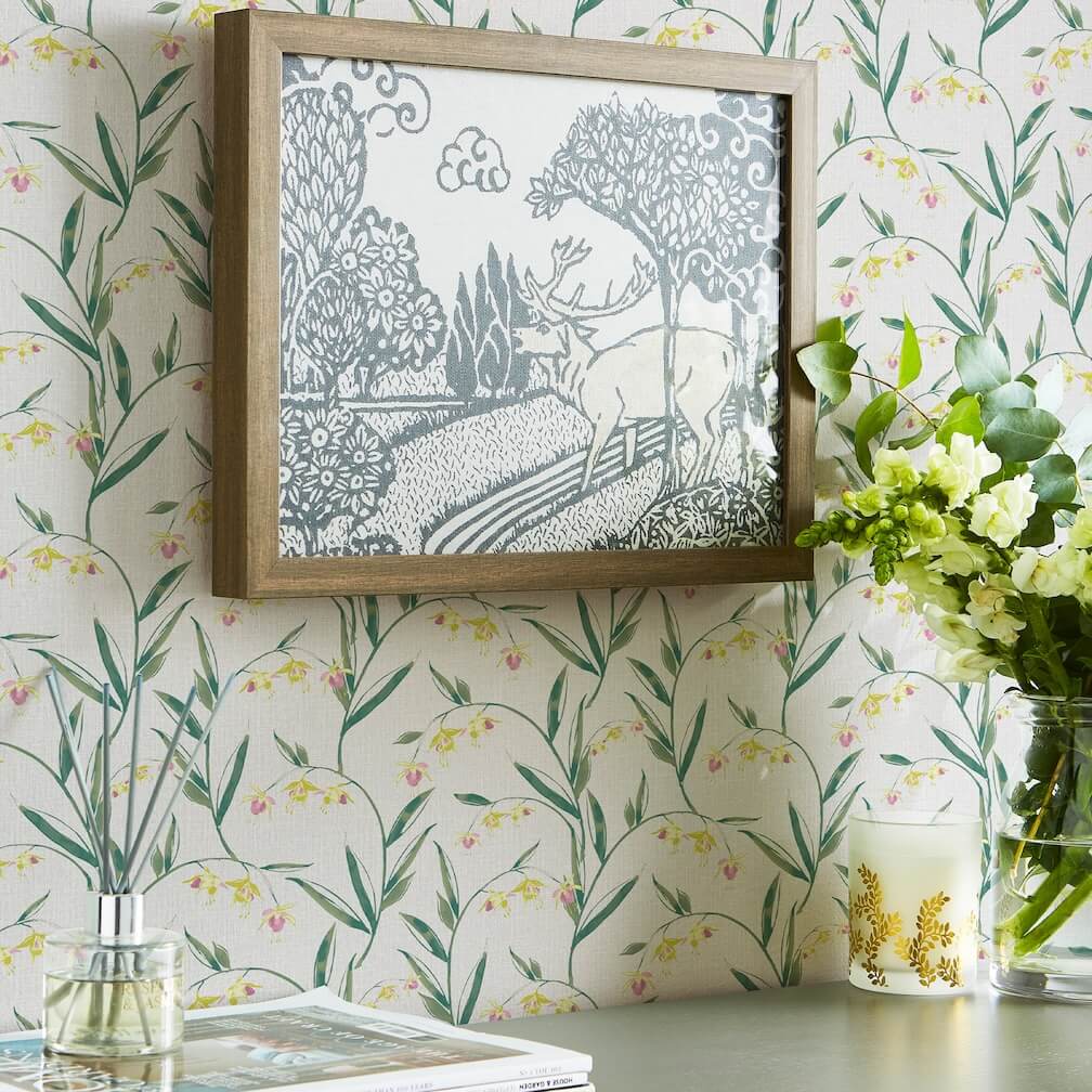 Laura Ashley Fulwell Fushsia Pale Slate Grey Wallpaper