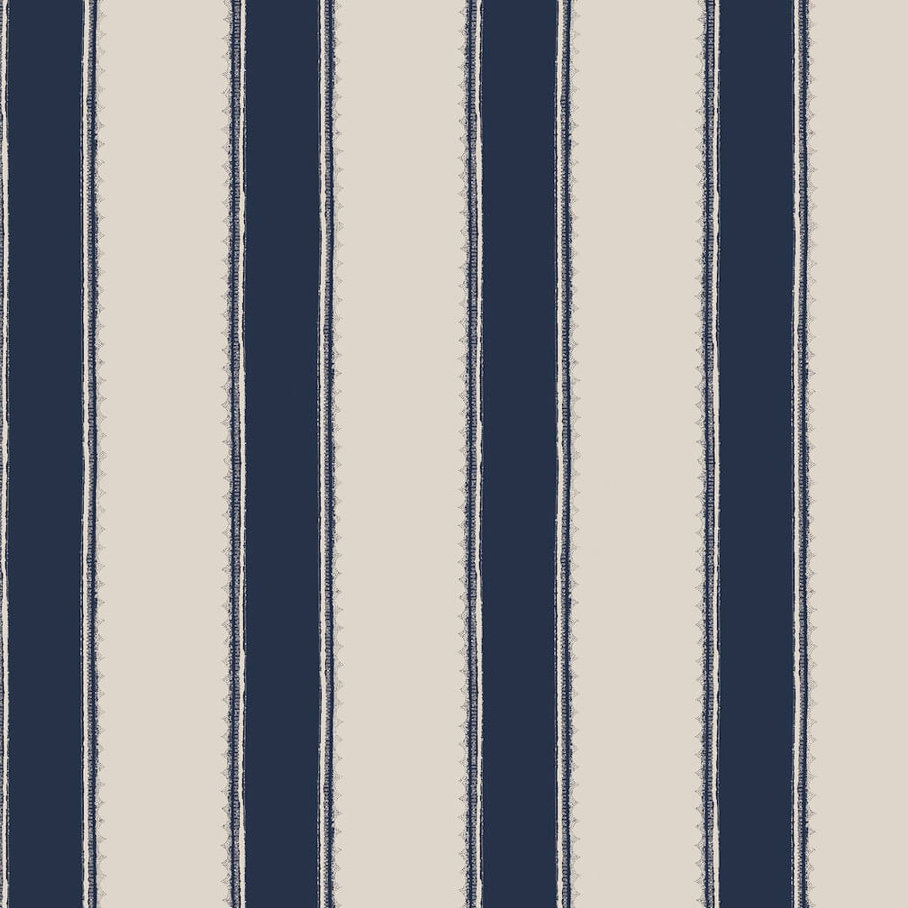 Laura Ashley Denwick Stripe Midnight Seaspray Wallpaper
