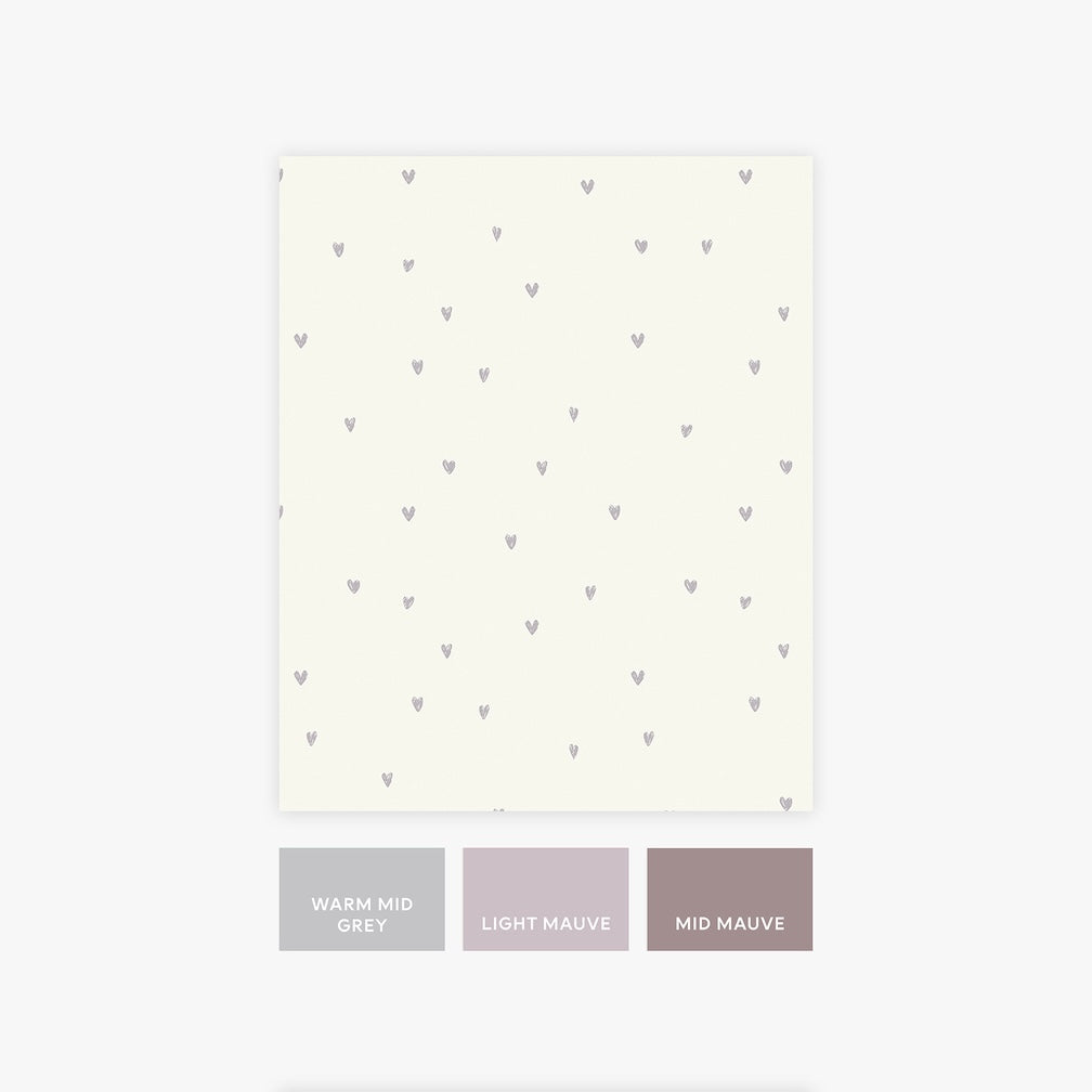 Next Ditsy Heart Lilac and Light Cream Wallpaper