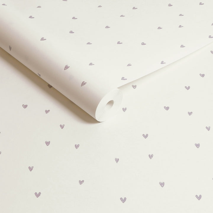 Next Ditsy Heart Lilac and Light Cream Wallpaper