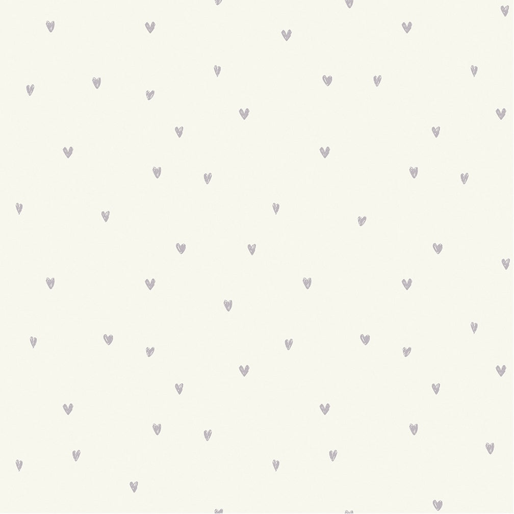 Next Ditsy Heart Lilac and Light Cream Wallpaper