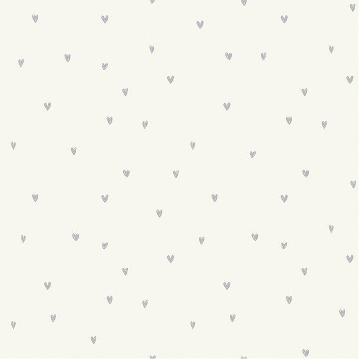 Next Ditsy Heart Lilac and Light Cream Wallpaper