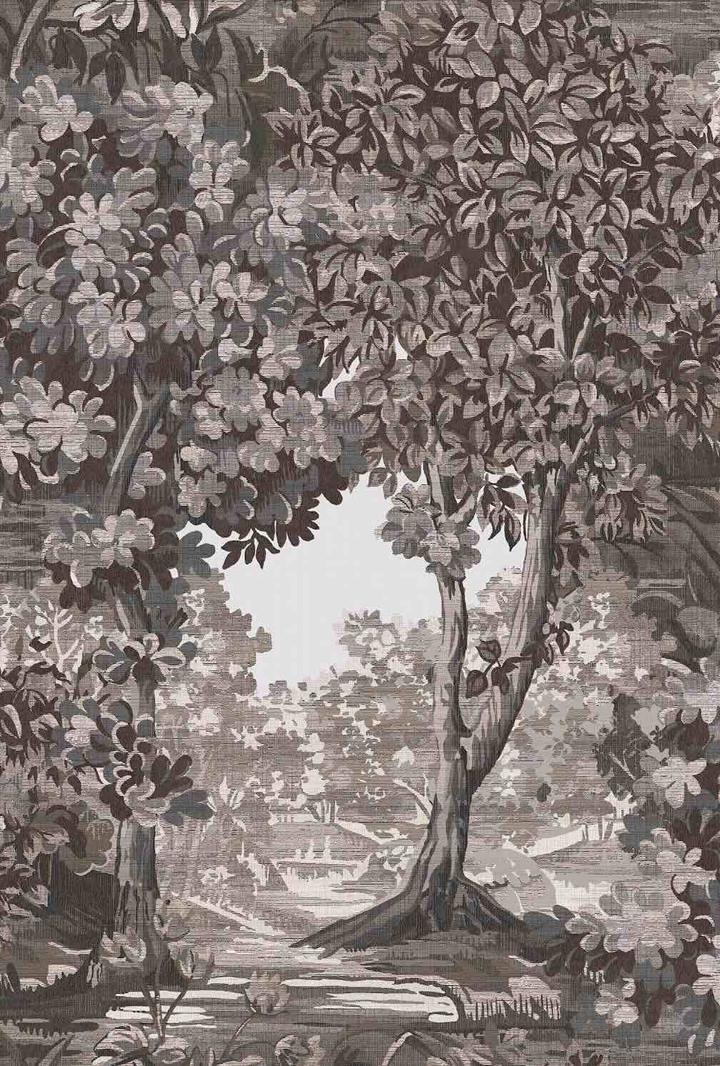 Graham & Brown Bodenham Etching Charcoal Wallpaper