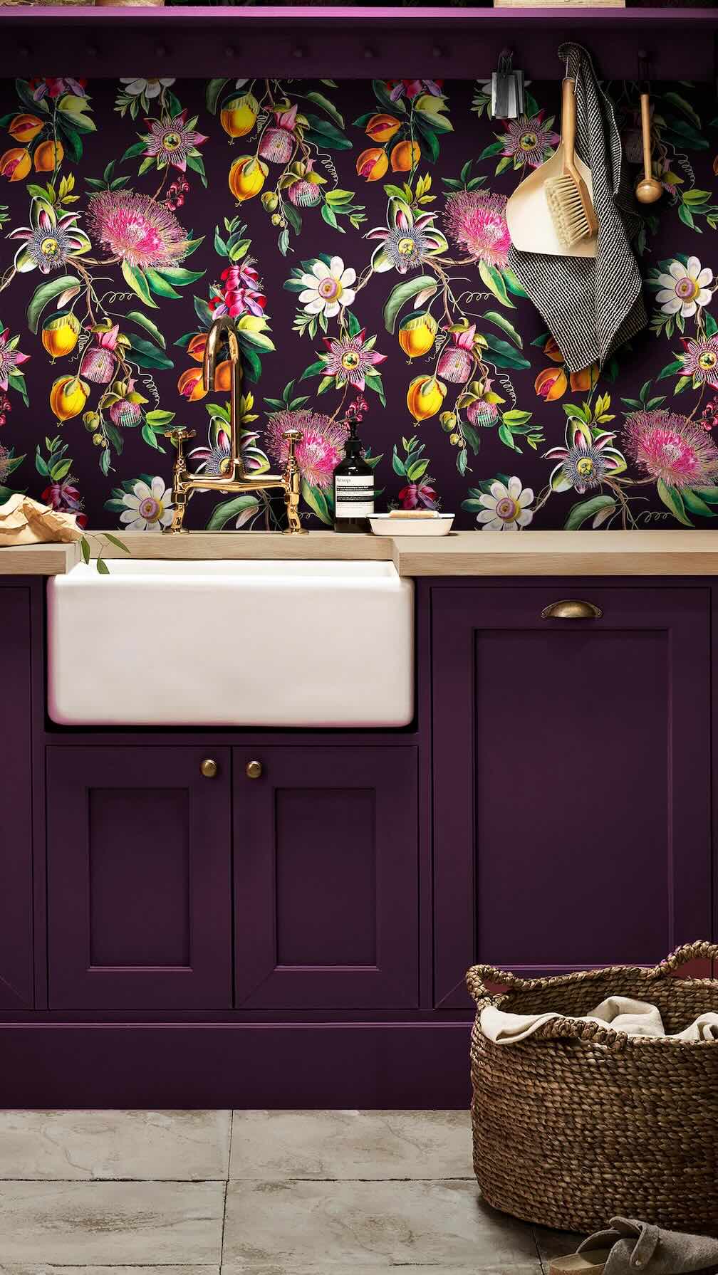 Graham & Brown Physic Garden Blackcurrant Wallpaper