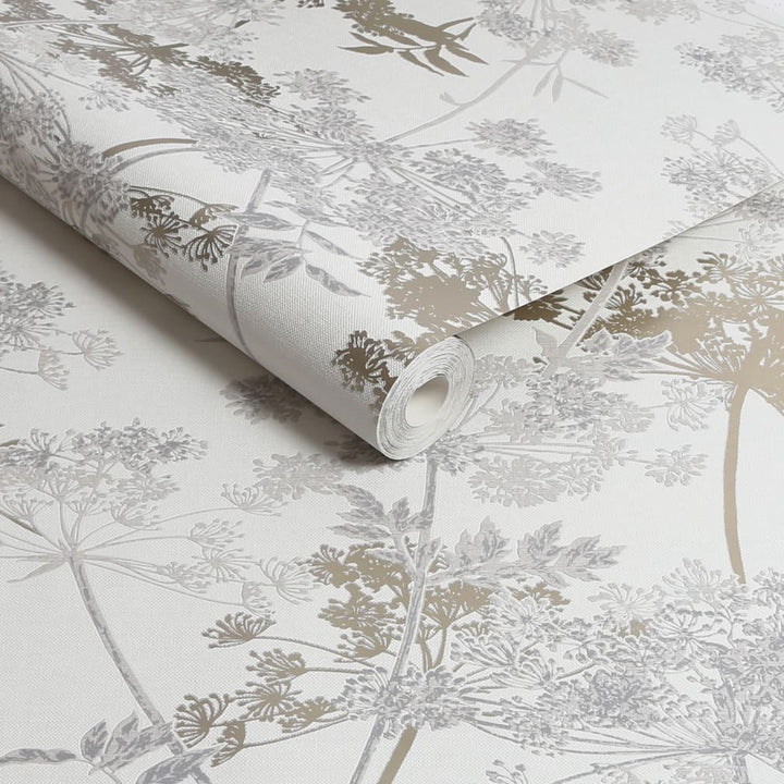 Superfresco Meadow Grey and Gold Botanical Wallpaper