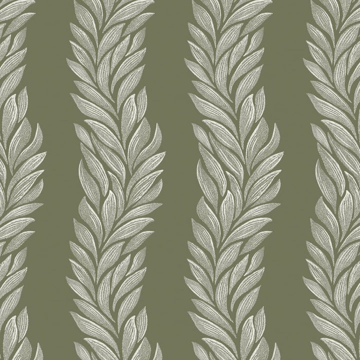 Laura Ashley Coulderton Leaves Olive Green Wallpaper