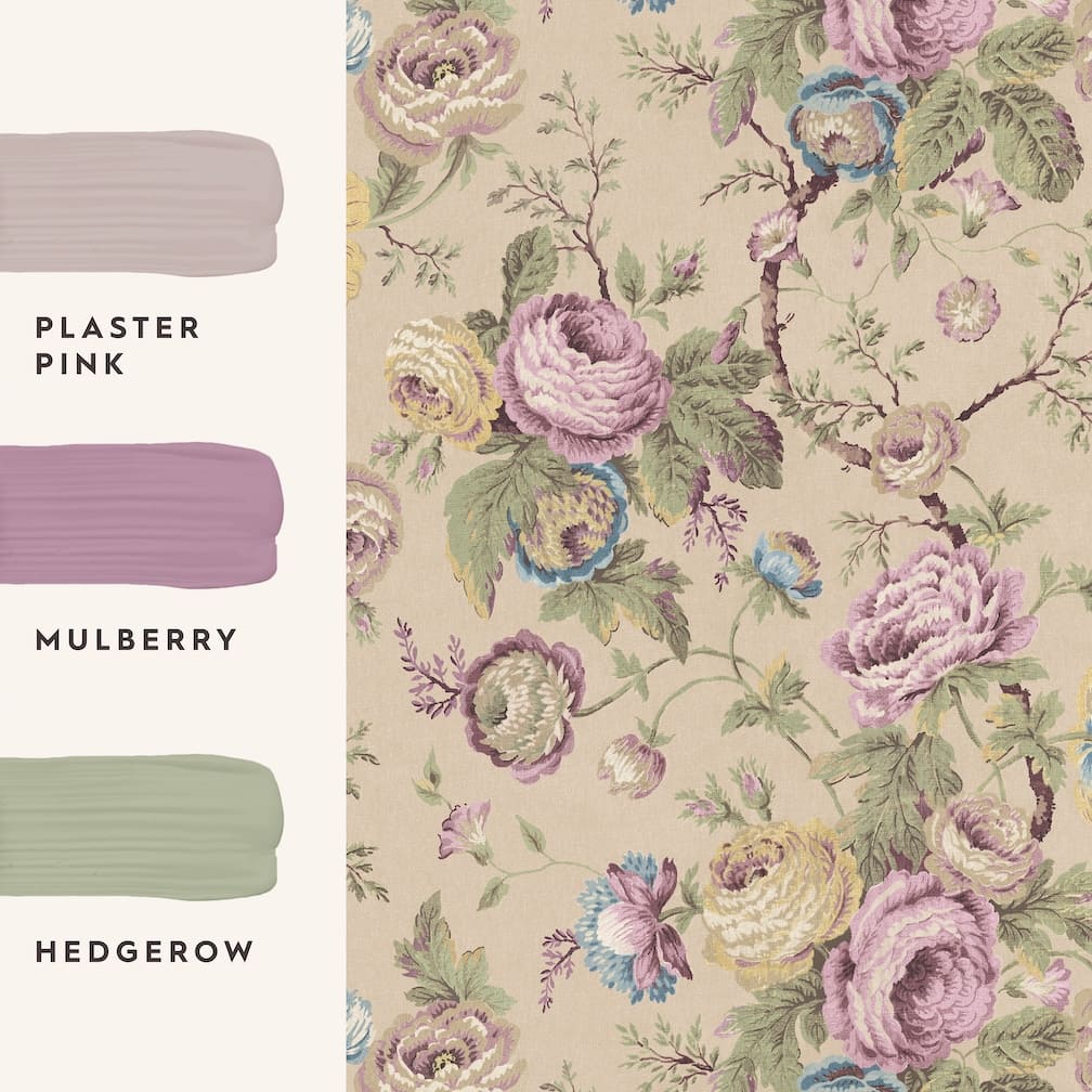 Laura Ashley Uffington Roses Plaster Pink Wallpaper