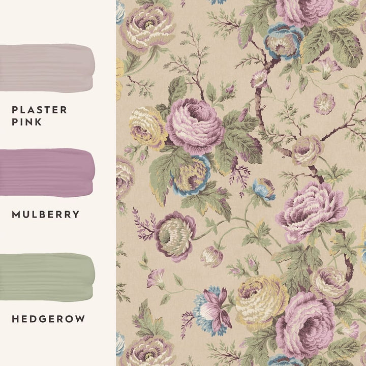 Laura Ashley Uffington Roses Plaster Pink Wallpaper