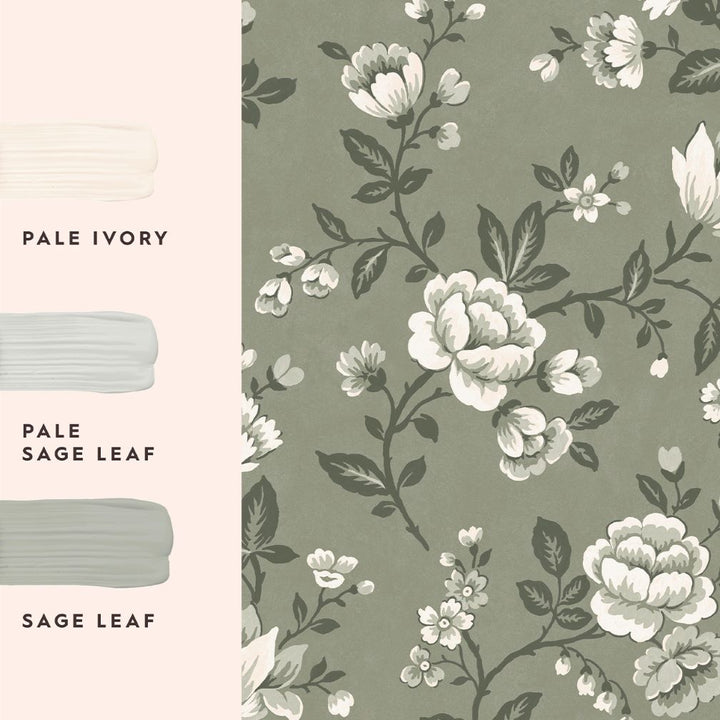 Laura Ashley Bradenbury Trail Antique Green Wallpaper