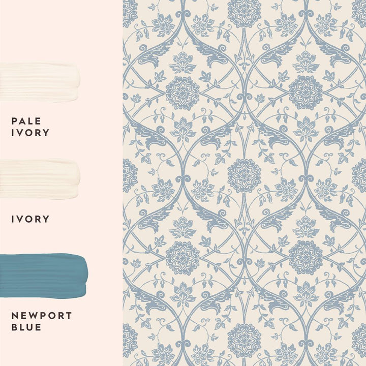 Laura Ashley Endale Trellis Newport Blue Wallpaper