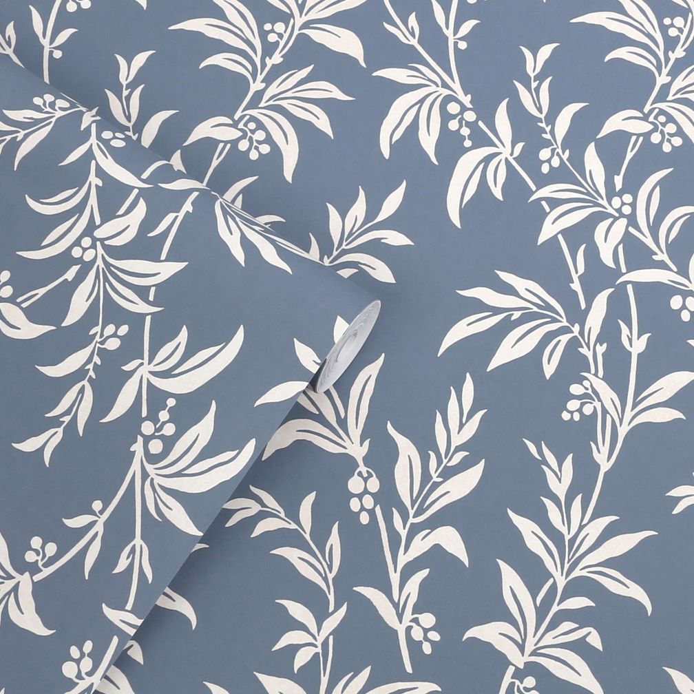 Laura Ashley Paxford Leaves Dark Seaspray Wallpaper