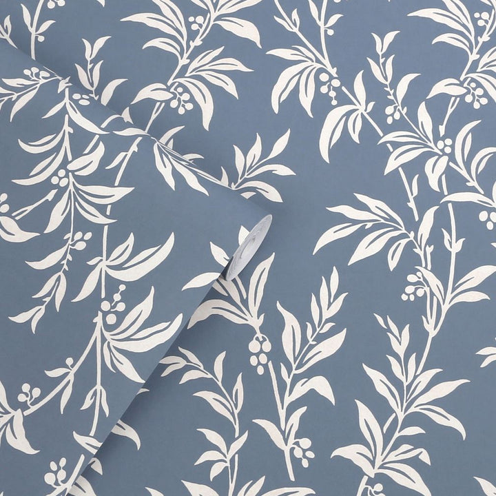 Laura Ashley Paxford Leaves Dark Seaspray Wallpaper