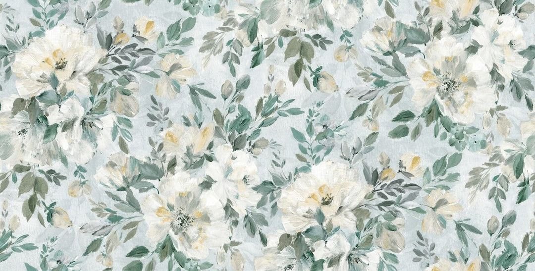 Laura Ashley Elowen Peony Pale Teal Wallpaper