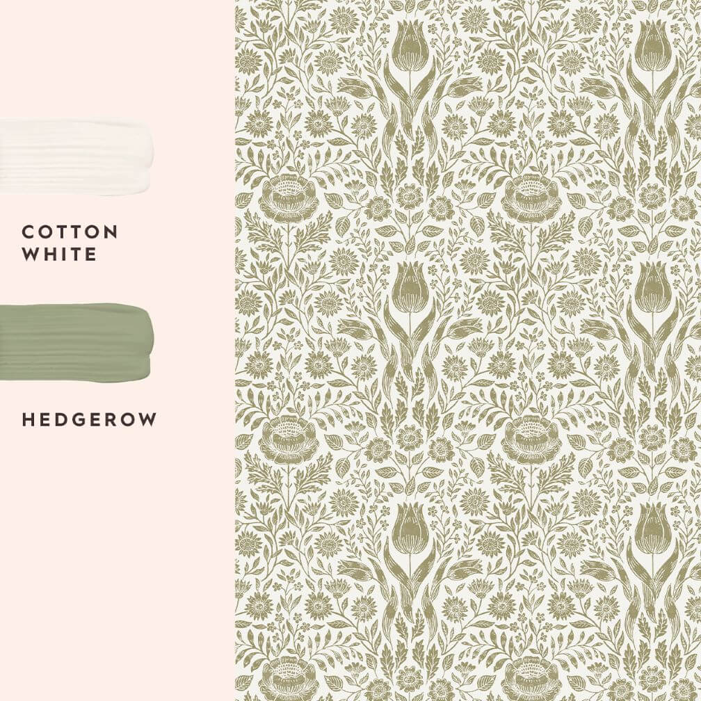 Laura Ashley Ashstead Damask Hedgerow Wallpaper