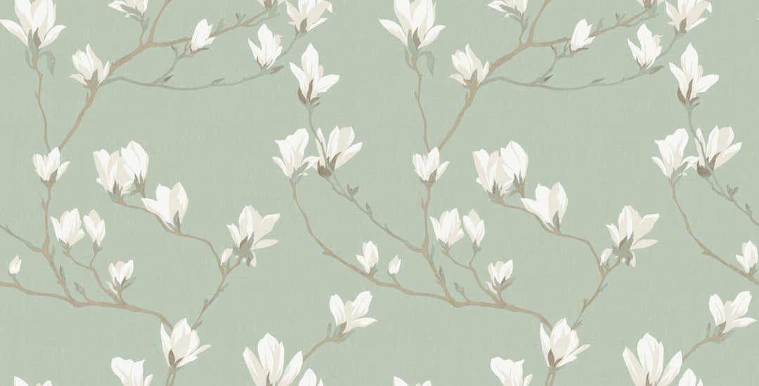 Laura Ashley Magnolia Grove Pale Eau de Nil Wallpaper