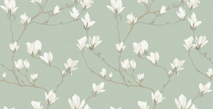 Laura Ashley Magnolia Grove Pale Eau de Nil Wallpaper