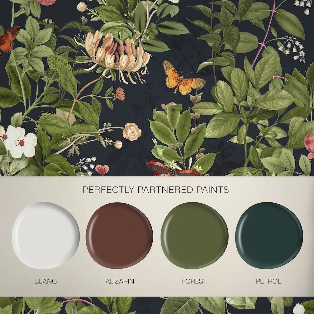 Graham & Brown Bodnant Garden Navy Wallpaper (Set of 2 Rolls)