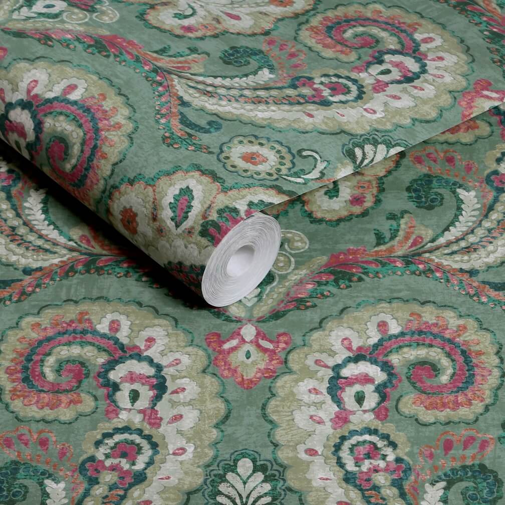 Graham & Brown Paisley Tapestry Petrol Wallpaper