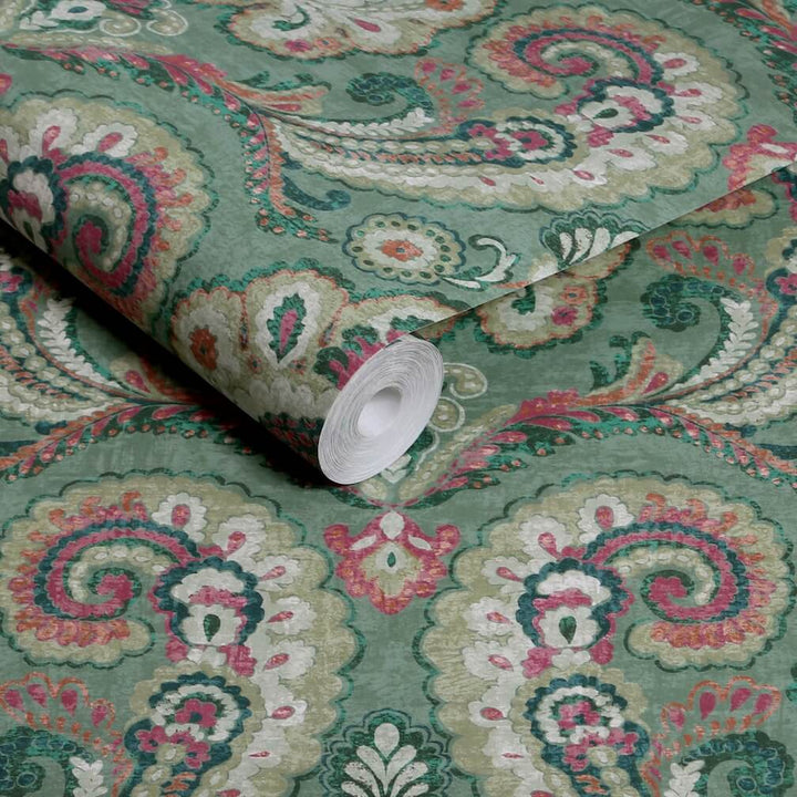 Graham & Brown Paisley Tapestry Petrol Wallpaper