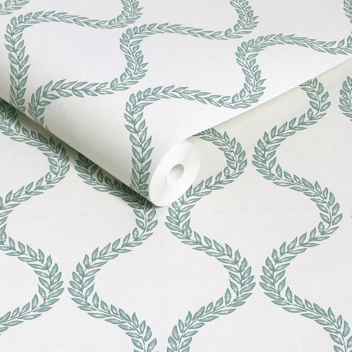 Graham & Brown Laurel Leaf Trellis Mist Wallpaper
