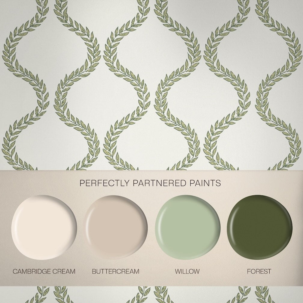 Graham & Brown Laurel Leaf Trellis Willow Wallpaper