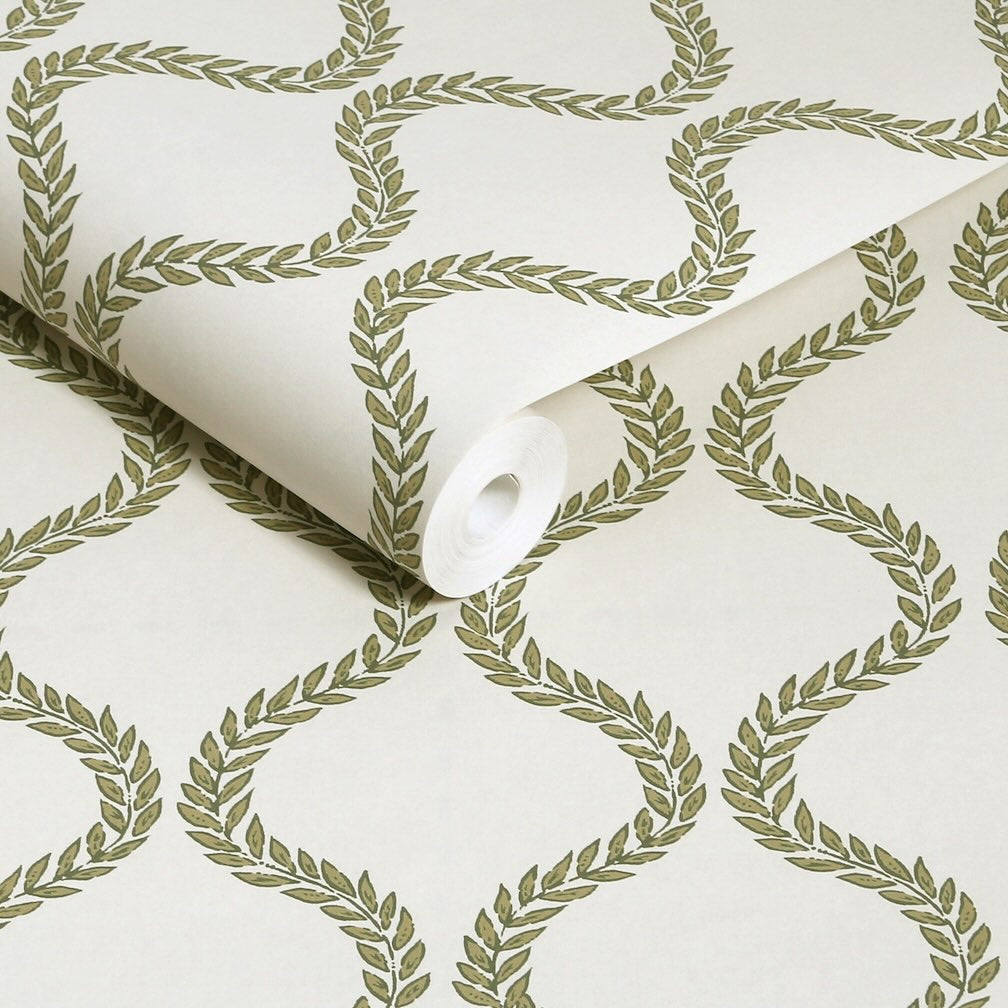 Graham & Brown Laurel Leaf Trellis Willow Wallpaper