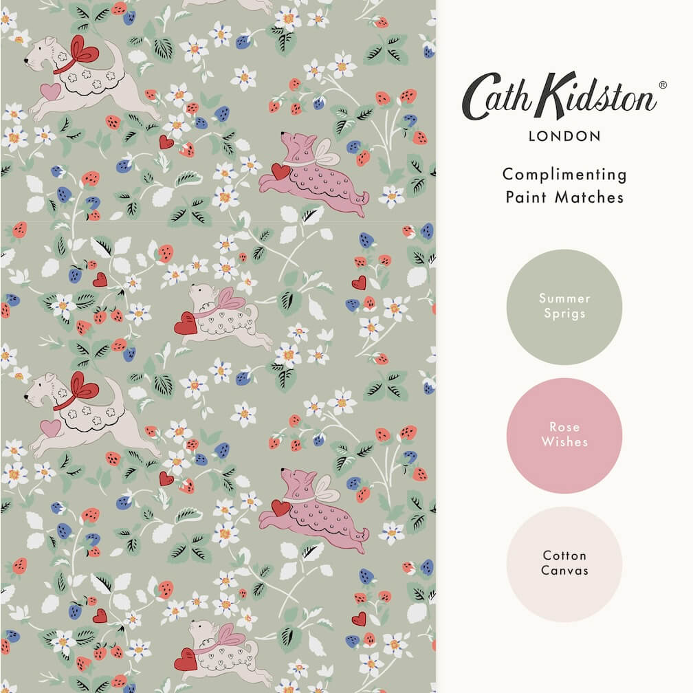 Cath Kidston Puppy Dream Floral Sage Wallpaper