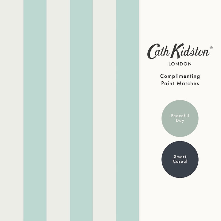 Cath Kidston Canopy Stripe Blue and Cream Wallpaper