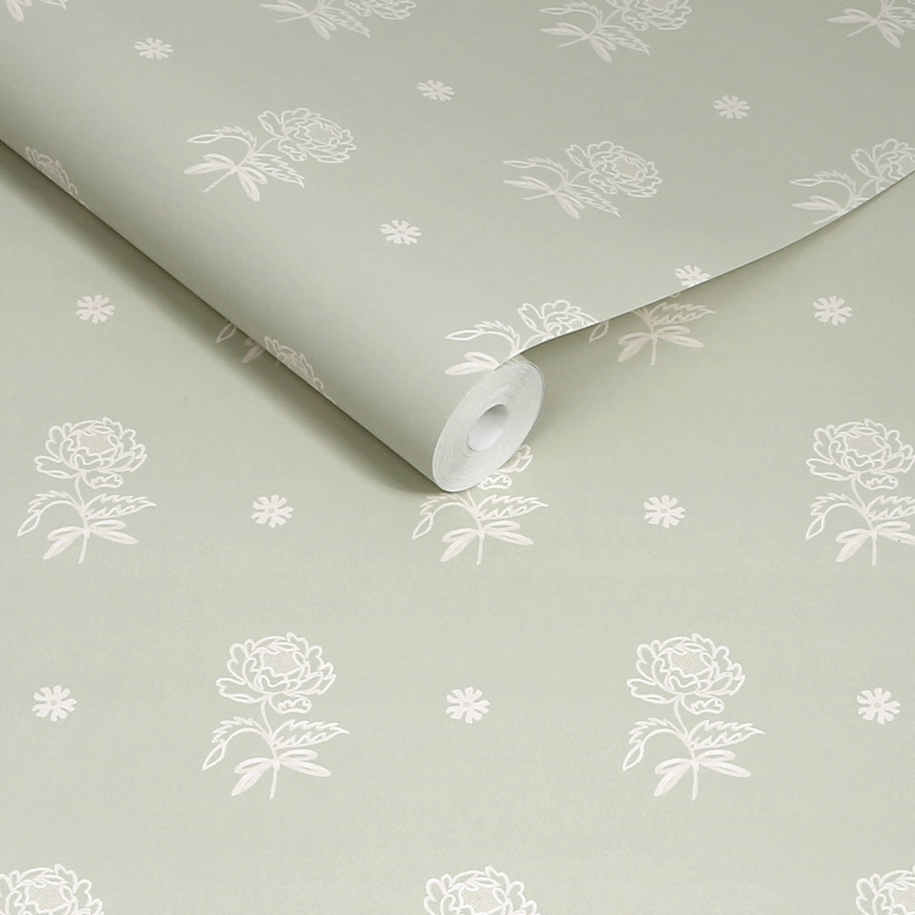 Cath Kidston Spitalfield Bunches Sage Wallpaper