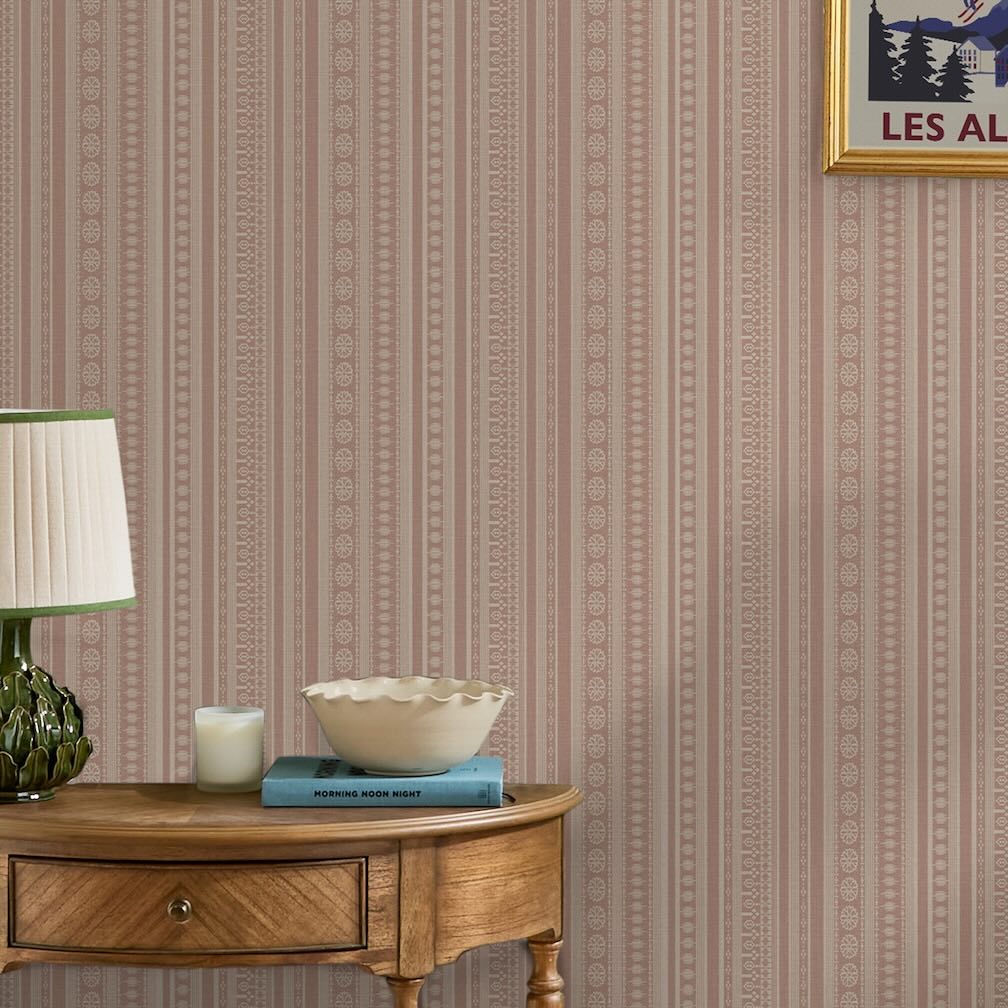 Joules Decorative Stripe Pink Wallpaper