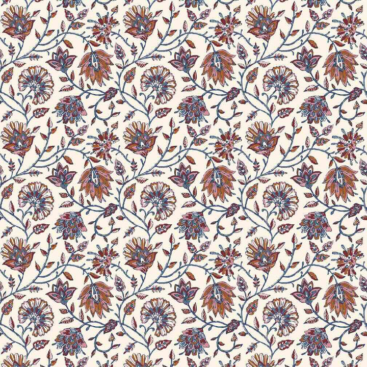 Joules Trailing Indienne Floral Blue & Orange Wallpaper