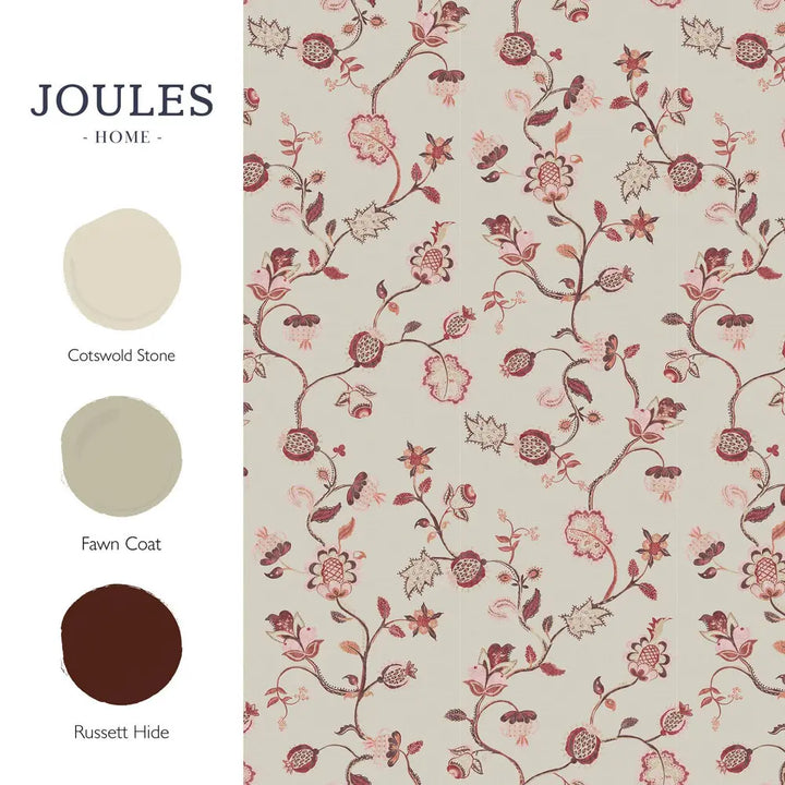 Joules Tree Of Life Floral Red & Pink Wallpaper