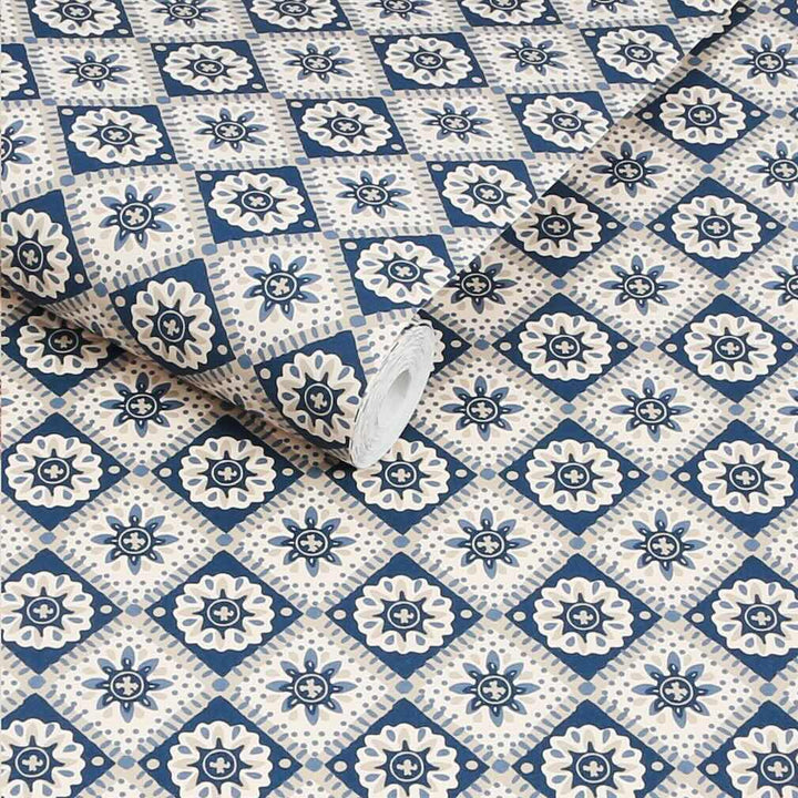 Joules Meadow Geo Navy & Cream Wallpaper