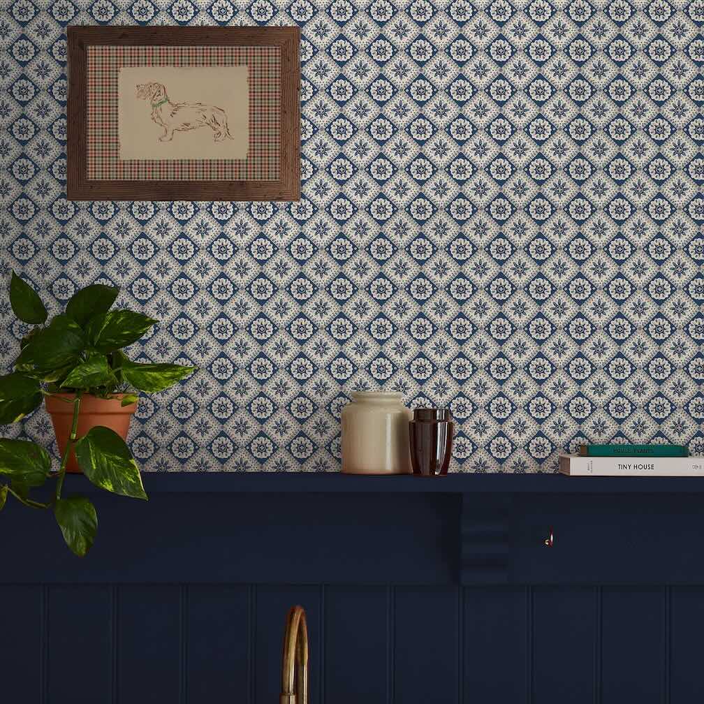 Joules Meadow Geo Navy & Cream Wallpaper