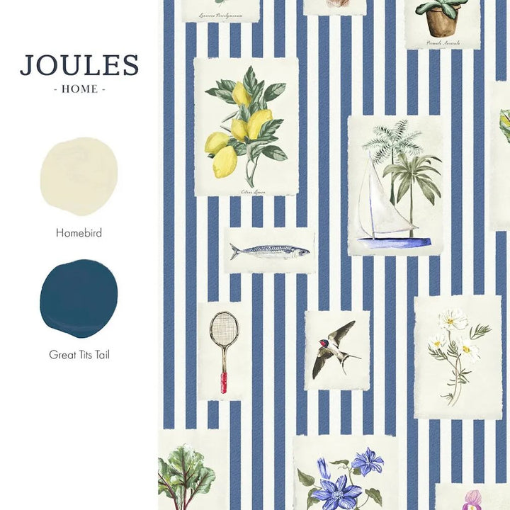 Joules Gallery Wall Stripe Blue Wallpaper