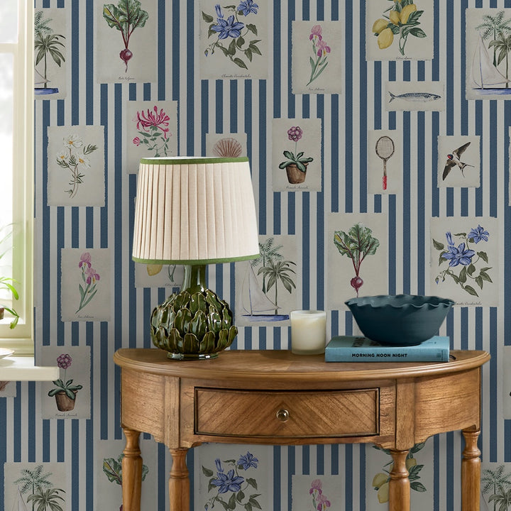 Joules Gallery Wall Stripe Blue Wallpaper
