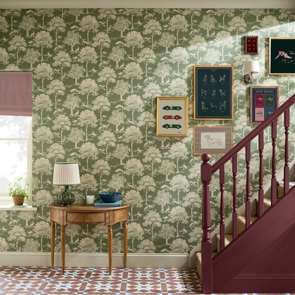 Joules Fox and Hare Olive Green Wallpaper
